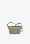 Gucci Monogrammed Fabric And Leather Shoulder Bag In Neutral