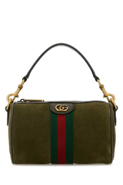 Gucci Mini Ophidia Suede Handbag 18.5 Cm In Green