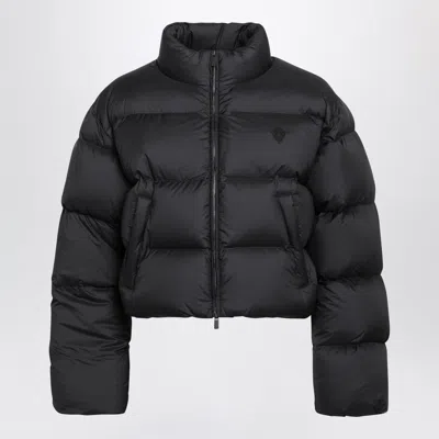 Gucci Mini Padded Quilted Zip Jacket With High Neck In Gray