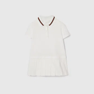 Gucci Babies' Mini Polo Dress With Web In White