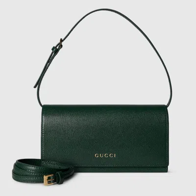 Gucci Mini Pouch With Strap In Green