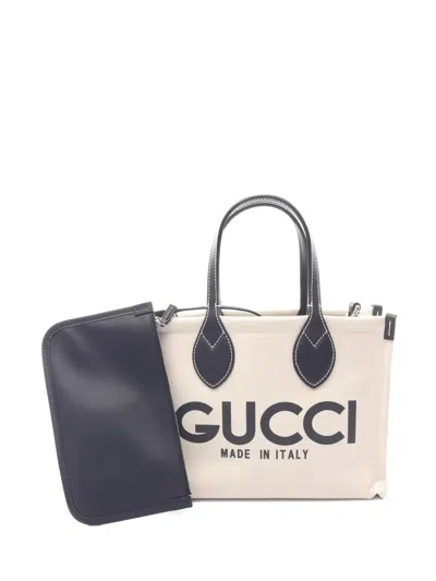 Pre-owned Gucci Mini Print Canvas Tote Bag In Neutral