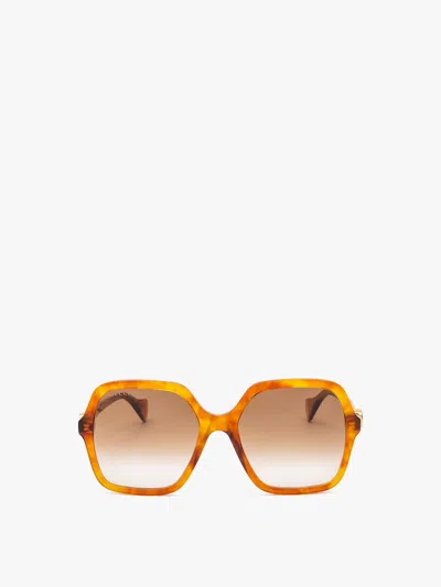 Gucci Mini Running Square Acetate Gg Sunglasses In Havana-havana-brown