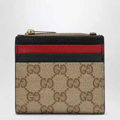 Gucci Mini Sand Wallet With Multicolored Compartment Detail In Beige