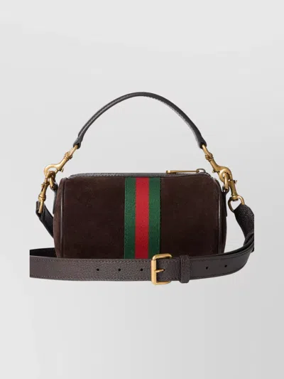 Gucci Mini Shoulder Bag Featuring Web Detail In Brown