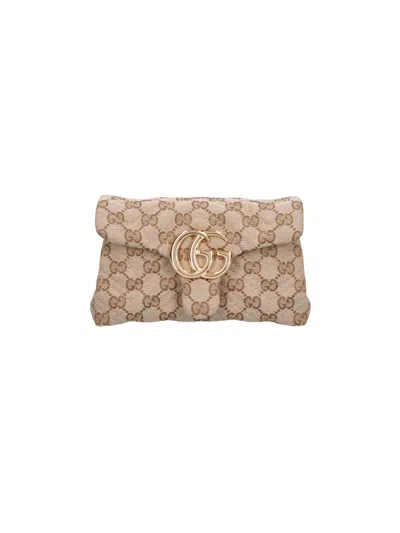 Gucci Mini Shoulder Bag "gg Marmont" In Sand