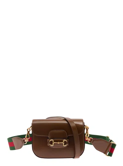 Gucci Mini Shoulder Bag In Brown Leather Woman In Brown Sugar