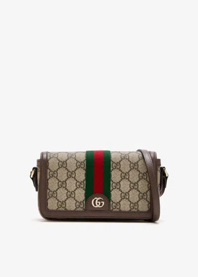 Gucci Mini Shoulder Bag Ophidia In Brown