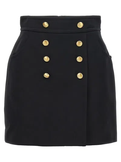 Gucci Button-up Crepe Skirt In Black