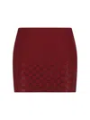 Gucci Rosso Ancora Gg-fabric Mini Skirt With Crystals In Red