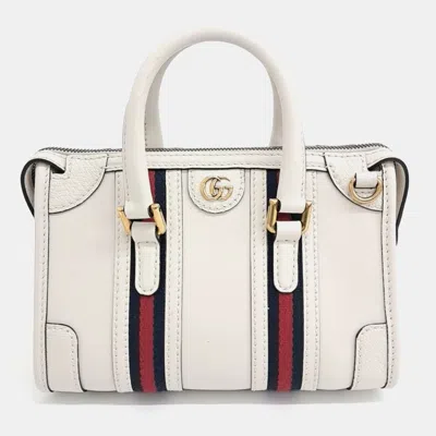Pre-owned Gucci Mini Top Handle Tote And Shoulder Bag In White