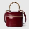 Gucci Mini Vanity Bag With Bamboo Handle In Bordeaux