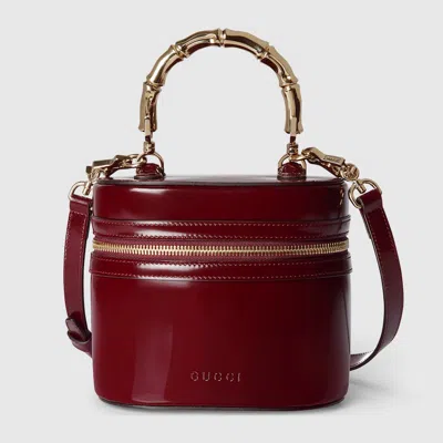 Gucci Mini Vanity Bag With Bamboo Handle In Bordeaux