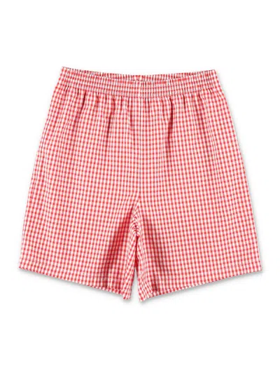 Gucci Mini Vichy Check Denim Shorts For Boys In Pink