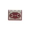 Gucci Compact Wallet With Signature Logo Pattern In Red