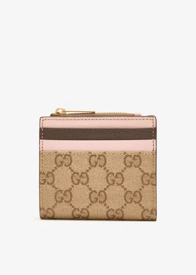 Gucci Mini Wallet With Gold-toned Hardware, Zip Closure & Card Slots In Pink