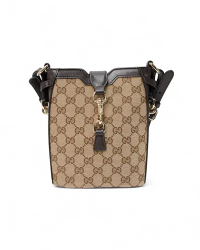 Gucci Mini Web Gg Supreme Bucket Bag Brown