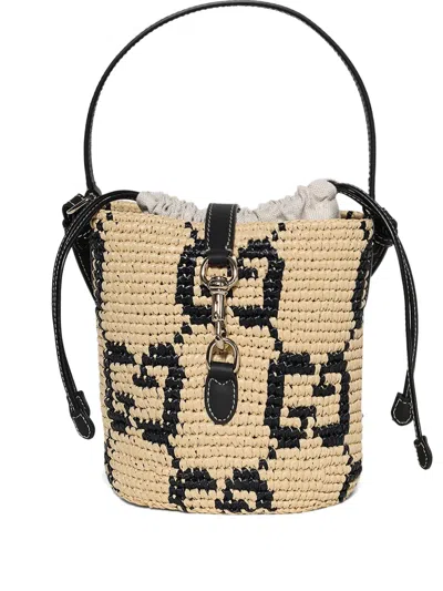 Gucci Mini Woven Bucket Bag In Neutral