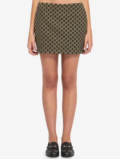 Gucci Minigonna Gg Monogram In Green