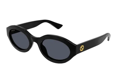Pre-owned Gucci Minimal Gg Logo Oval Sunglasses In Black (gg1579s/001)