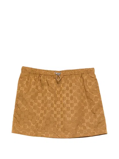 Gucci Miniskirt With Gg Texture In Brown