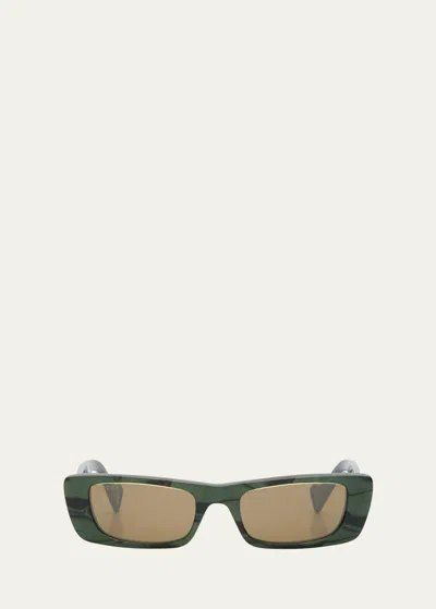 Gucci Mirrored Acetate Rectangle Sunglasses In Green