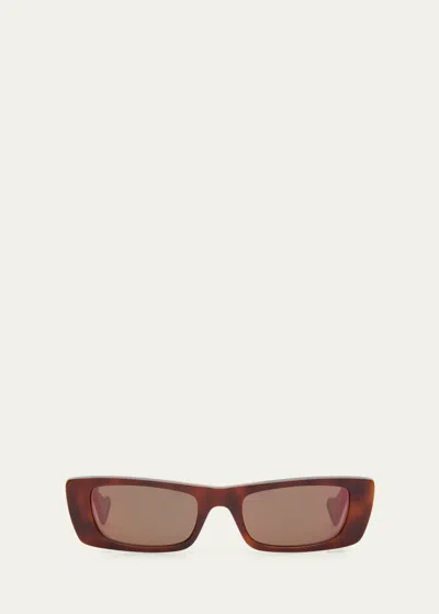 Gucci Mirrored Havana Acetate Rectangle Sunglasses In Brown