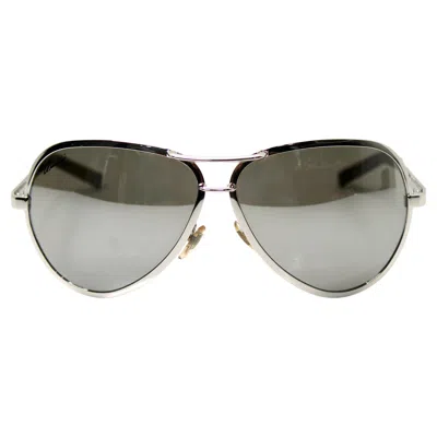 Pre-owned Gucci Mirrored Silver-tone Metal Oversized Aviator Sunglasses In Gray