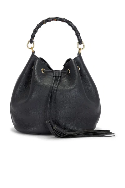 Pre-owned Gucci Miss Bamboo Bucket Bag In Black