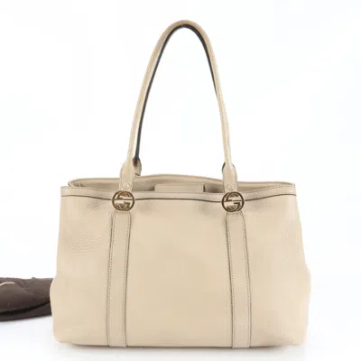 Pre-owned Gucci Miss Gg Beige Leather Tote Bag () In Sand