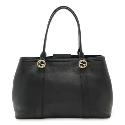 Pre-owned Gucci Miss Gg Black Leather Shoulder Bag Tote Bag ()