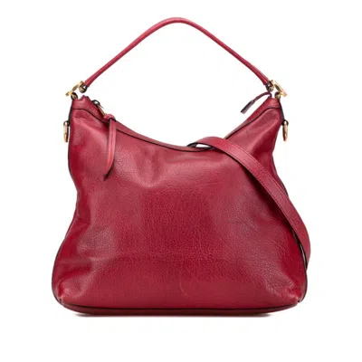 Pre-owned Gucci Miss Gg Red Color Leather Handbag Shoulder Bag ()