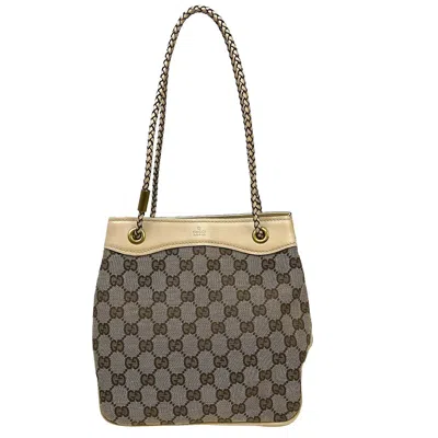 Pre-owned Gucci Miss Gg Tote Gg Canvas With Leather Beige Canvas Handbag () In Sand