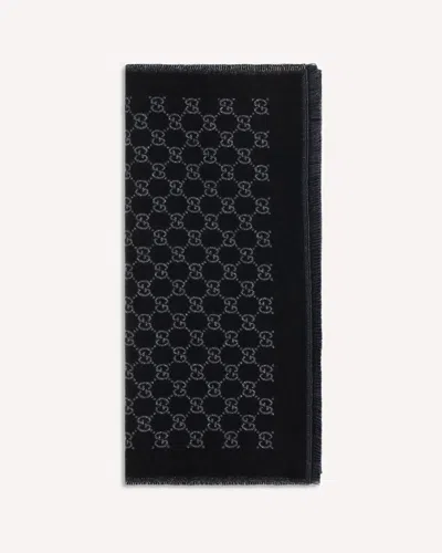 Gucci Miss Stenny Gg Monogram Wool Scarf In Black