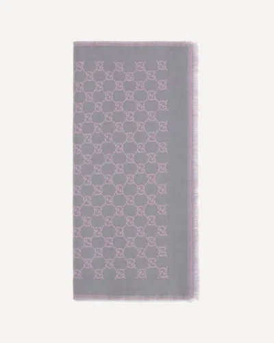 Gucci Miss Stenny Gg Monogram Wool Scarf In Gray