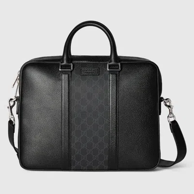 Gucci Medium Gg Briefcase With Tag In Black