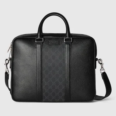 Gucci Gg Supreme Medium Briefcase In Black