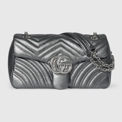 Gucci Gg Marmont Medium Shoulder Bag In Silver