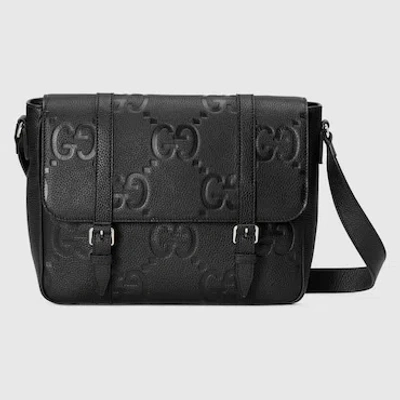 Gucci Jumbo Gg Medium Messenger Bag In Black