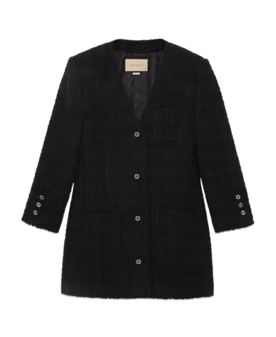 Gucci Mélange-effect Tweed Jacket In Black