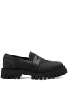 Gucci Embossed Leather Penny Loafers With Monogram Motif In Black
