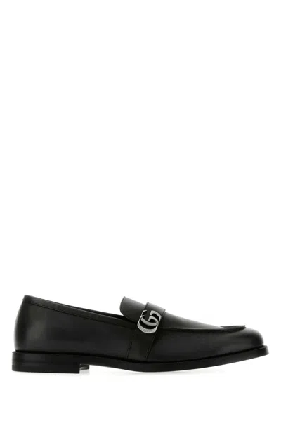 Gucci Double G Leather Loafers In Black