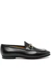 Gucci Women Black Calf Leather Moc Stitching Signature Horsebit Detail Almond Toe Slip-on Style Bran In Black