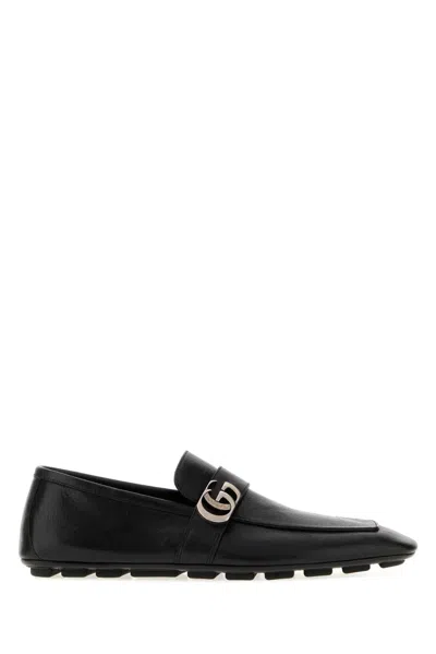 Gucci Leather Moccasin With Gg Hardware Loafer In Black