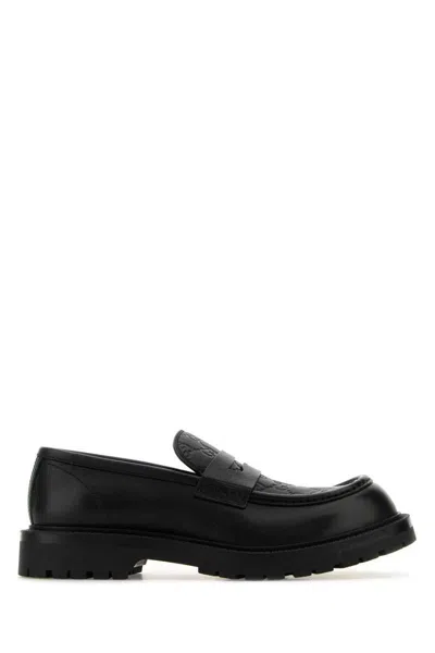 Gucci Leather Loafers With Round Toe And Rubber Sole In Black