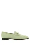 Gucci Jordaan Horsebit-detailed Leather-trimmed Suede Loafers In Green
