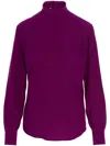 Gucci Silk Shirt With Buttoned High Neckline And Long Sleeves In Purple
