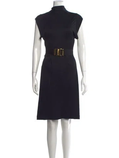 Pre-owned Gucci Mock Neck Knee-length Dress In Blue