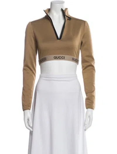 Pre-owned Gucci Mock Neck Long Sleeve Sweatshirt In Neutrals