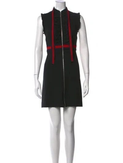 Pre-owned Gucci Mock Neck Mini Dress In Black/red